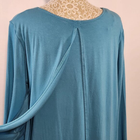Soft Surroundings Women Size M Aqua Perfect Layers Jersey Knit Tiered Tunic Top - Picture 11 of 15